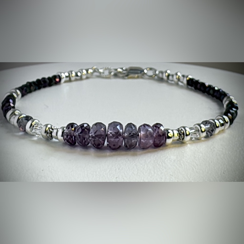 💜Custom💜Color Changing Alexandrite  •Sterling Silver Bracelet - Picture 8 of 10